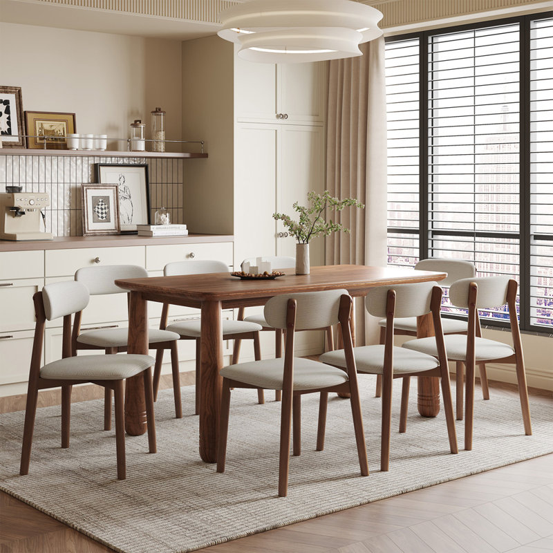 Chaises de salle à manger en bois massif recouvertes de tissu (paquet de 2)