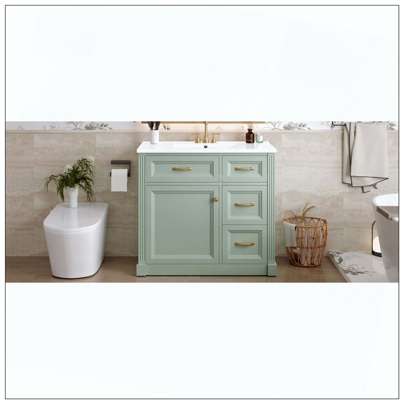 Tablette de meuble-lavabo en céramique Modern, Vert