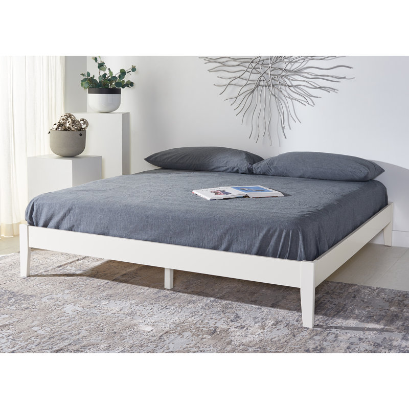 Alyson Wood King Bed Frame, White Wash, Queen