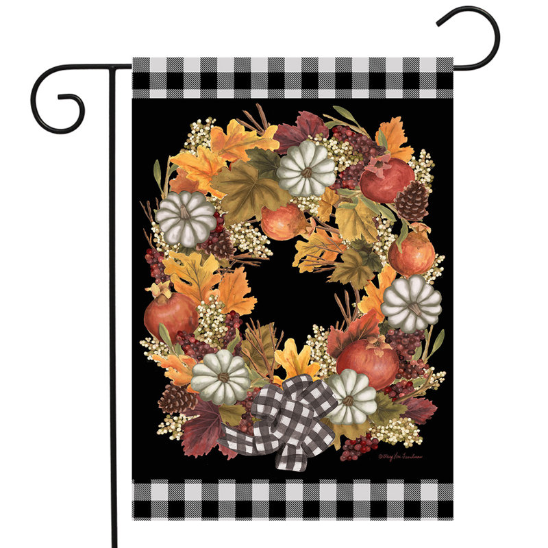Fall Pumpkin Wreath Garden Flag