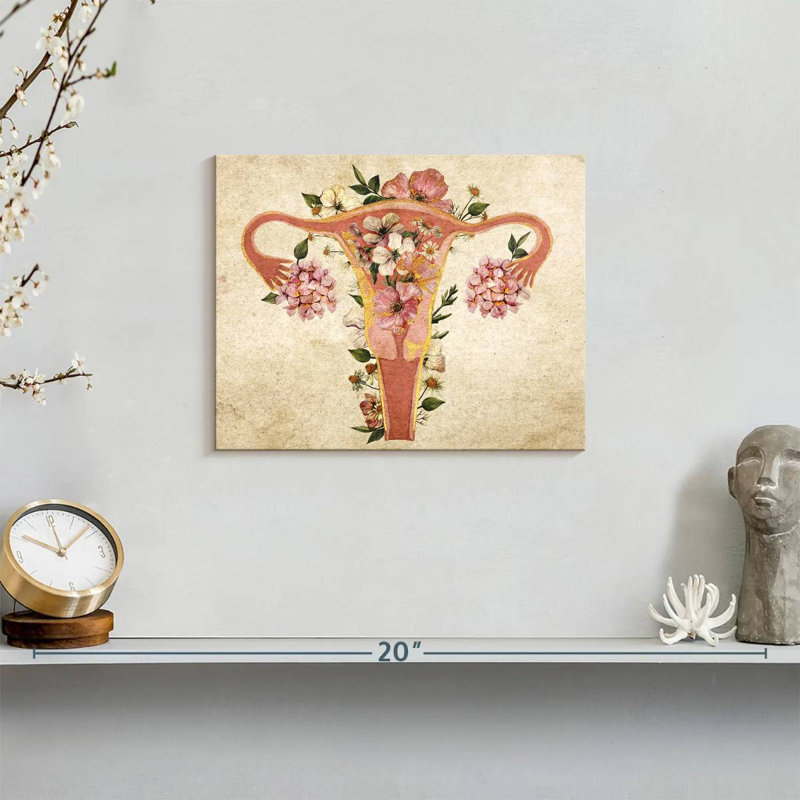 " Uterus Floral " by Vintage Charm Collective, 8" H x 10" W x 1" D