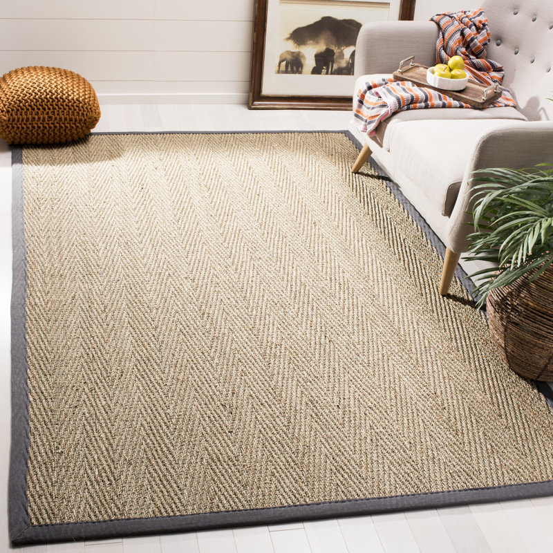 Peetz Natural Fiber Seagrass Solid Color Rug, Rectangle 5' x 8'