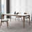 White + Nut-brown Rectangular Sintered Stone + Solid Wood Dining Table-111034153