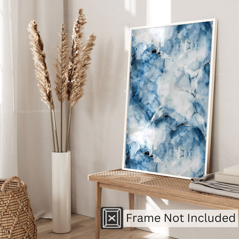 Abstrait marbre bleu abstrait I, reproduction d'art moderne sans cadre, H 10 po x l 8 po