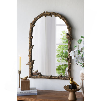 Miroir mural 24 po x 1,5 po x 34 po magnésien avec motifs botaniques et oiseaux