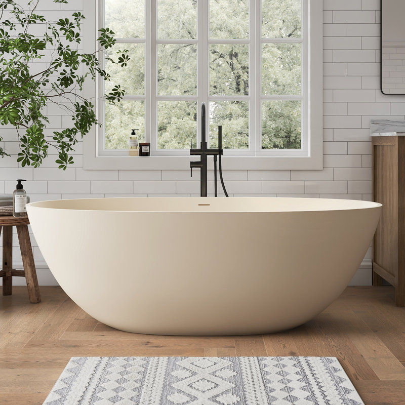 Baignoire de trempage autoportante en résine à surface solide 65 po Forma, Crème