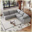 Canapé 99 po x 103 po en velours côtelé gris, siège modulaire à assise profonde et coussins amovibles, aucun assemblage requis-2045754935