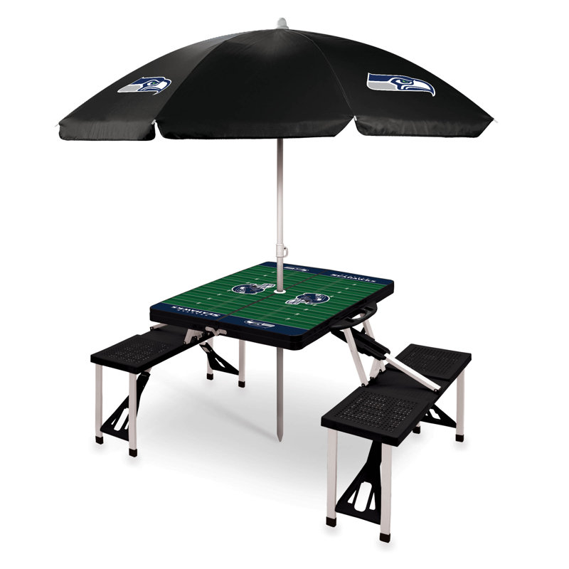 NFL Patio Dining Set with Rectangular Table, Seattle Seahawks, Black