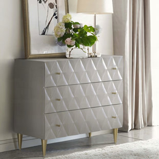 Anson Metallic Silver & Champagne Finish Console Cabinet