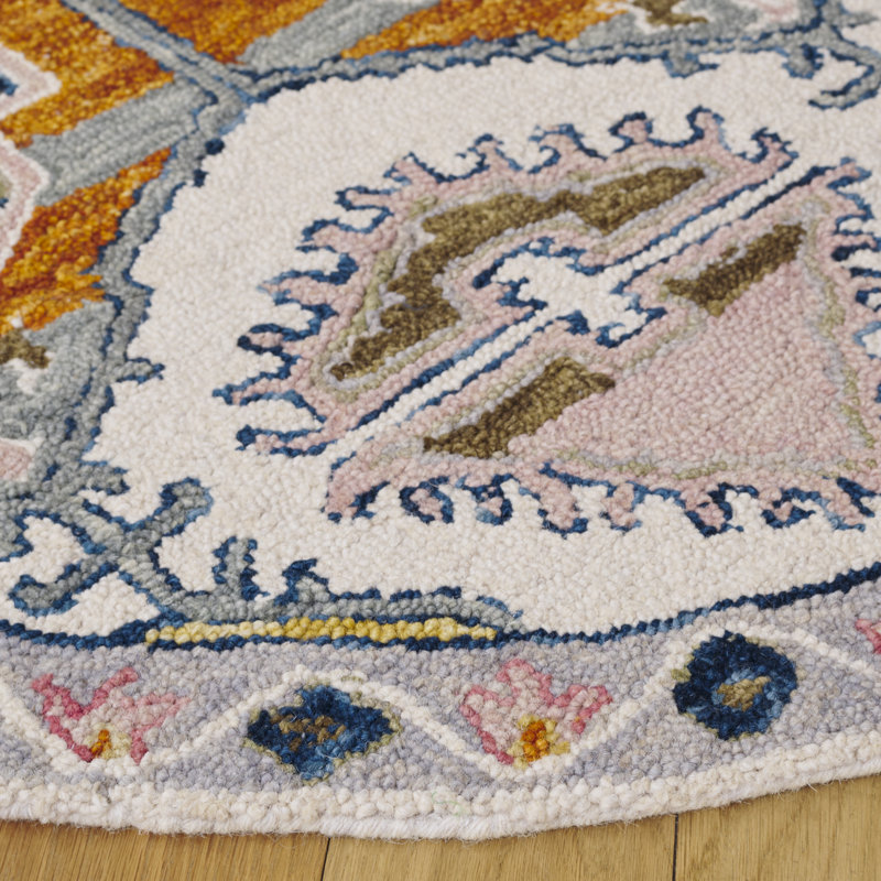 Atreyus Hand Tufted Wool Pile Southwestern Rug, Round 5'