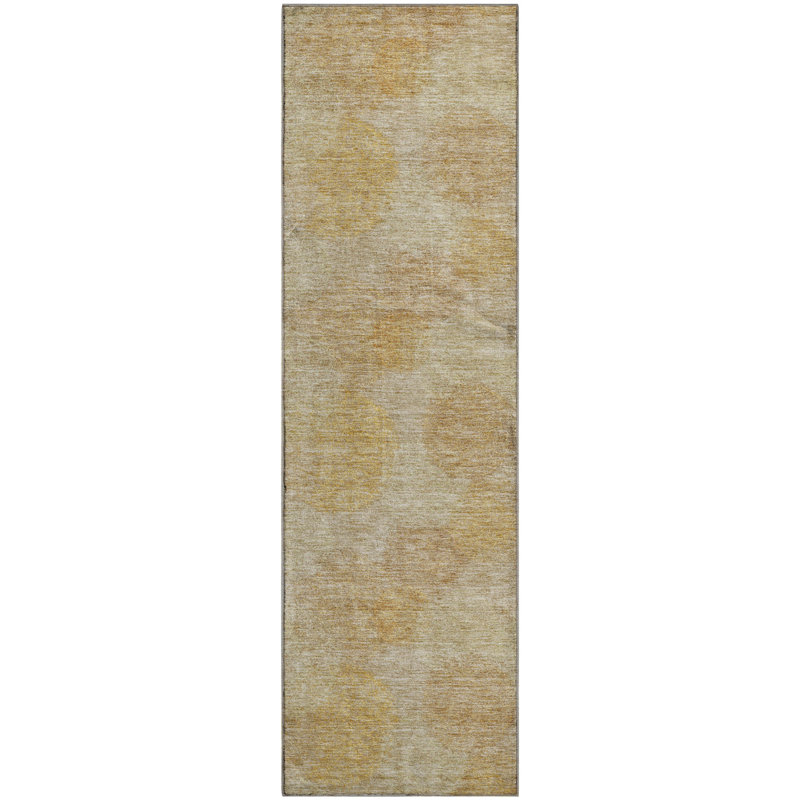 Premium Machine Washable Prisco Gold Rug, Runner 2'3" x 7'6"