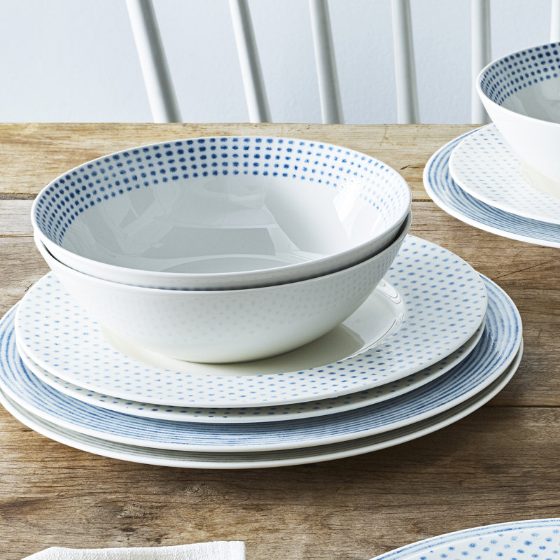 Noritake Hammock 12-Piece Dinnerware Set  - Rim, Service for 4, Blue