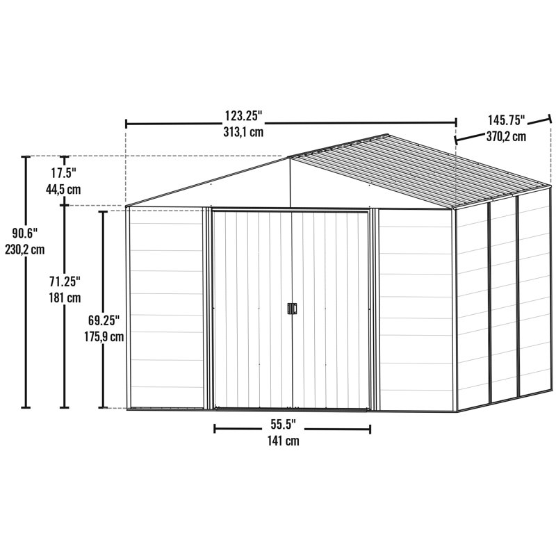 Ironwood 10' x 12' Gray Steel Hybrid Shed Kit