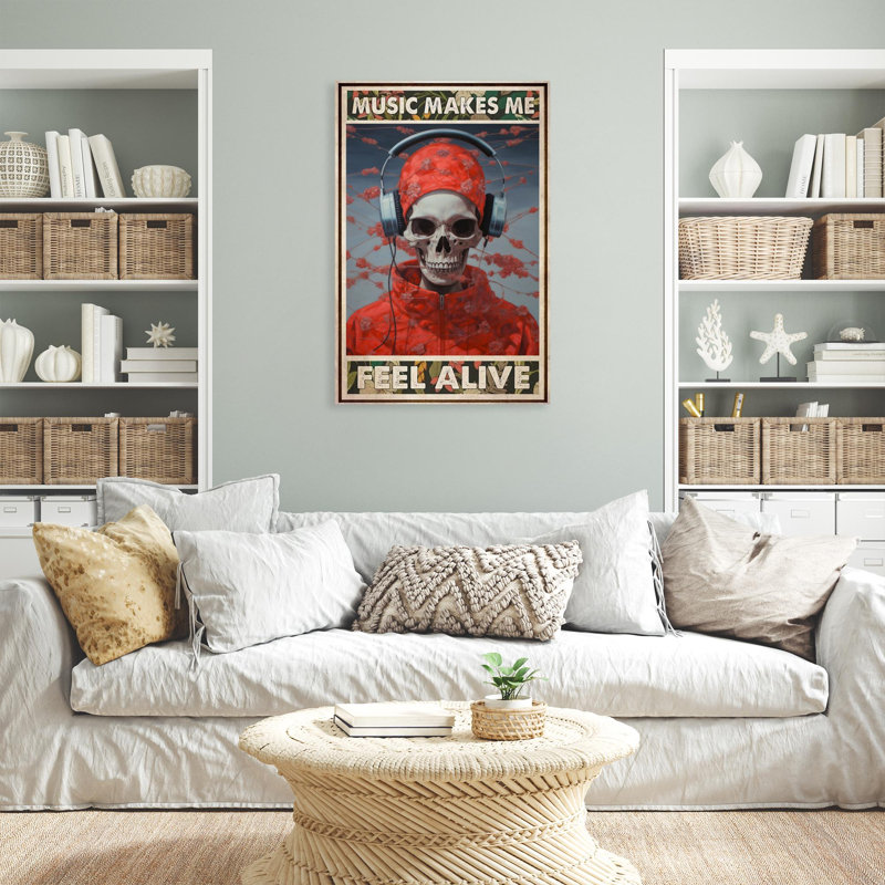 «Music Makes Me Fell Alive», reproduction d'art graphique sur toile tendue, H 36 po x l 24 po x P 1,25 po