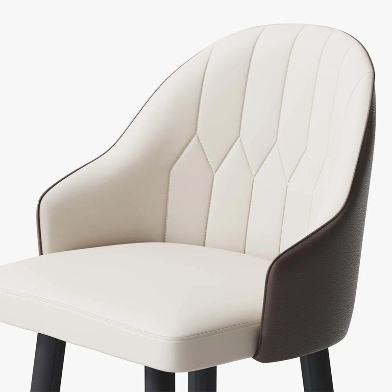 28.7" Seat Height Upholstered Modern Bar Stool With Back And Metal Legs For Kitchen, PU Leather Bar Height Bar Stools Set Of 2