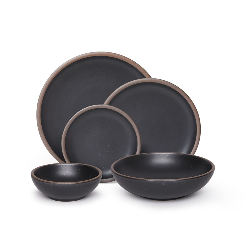 Shallow Dinner Set, Black
