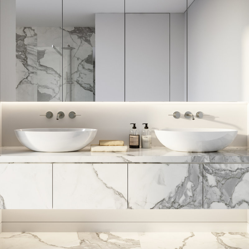 Monica 23.5" Vessel Bathroom Sink, Gloss White