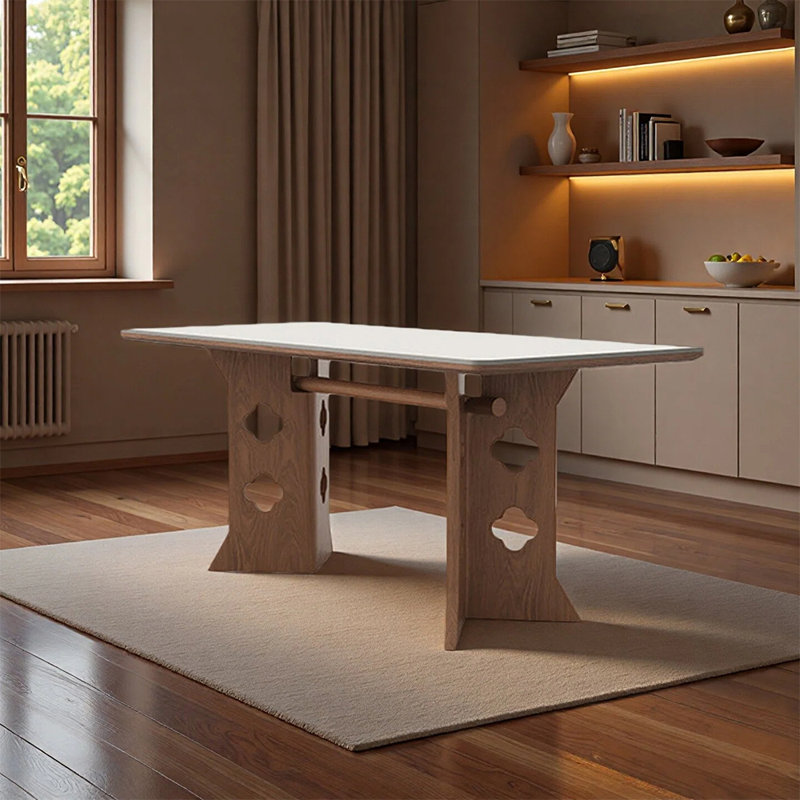 Burdon Elegant sintered stone rectangular dining table, 29.52"H x 62.99"L x 31.49"W