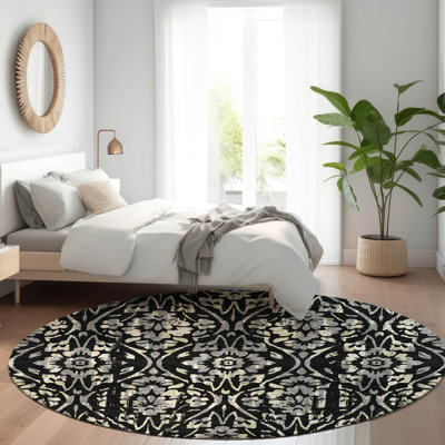 Premium Machine Washable Prisco Black Rug