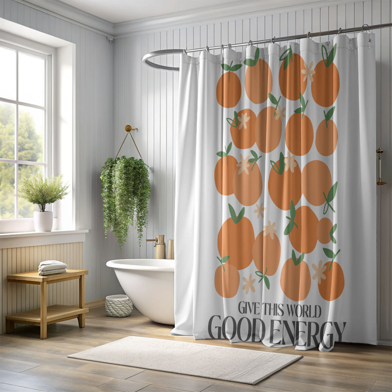 Rideau de douche rustique 1 pièce Boho, H 74 po x l 71 po