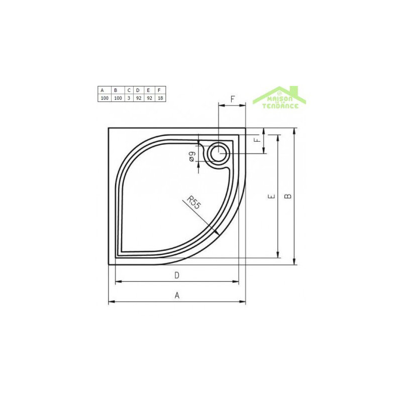 Plastic Shower Tray – White, 9.5cm H x 100cm W x 100cm D