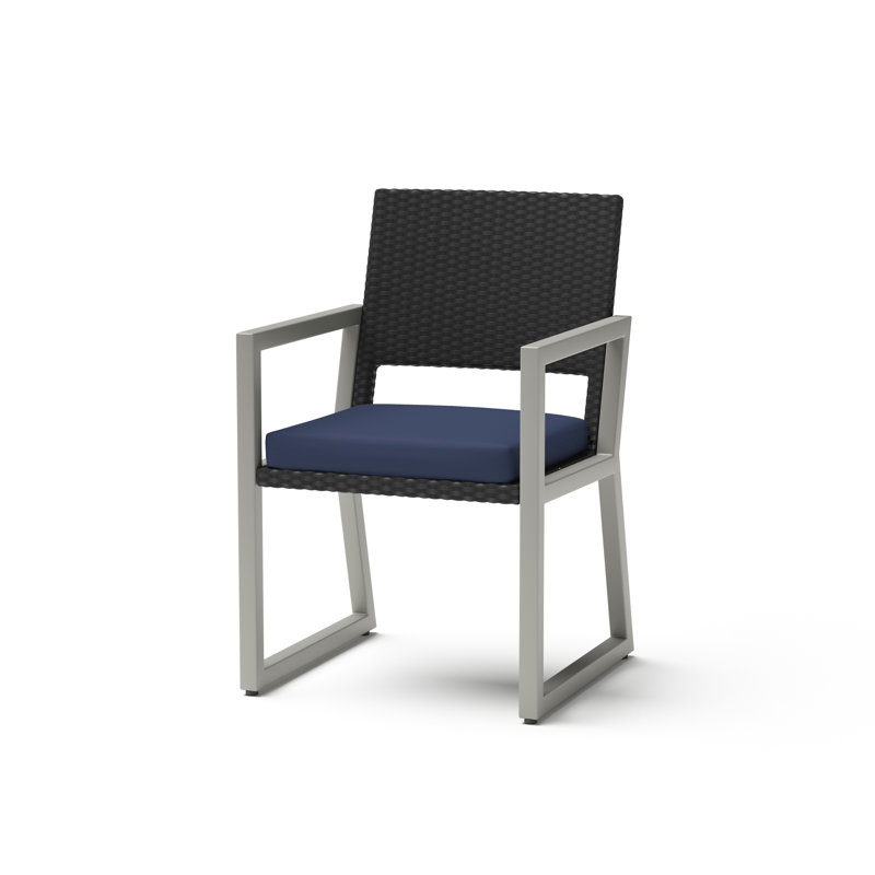 Chaises de patio d'extérieur 8 pièces Sunbrella - marine, Bleu marine, Brun