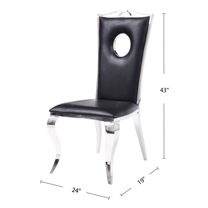 De 2 chaises d'appoint noires pour la salle à manger, structure, mousse haute densité, dossier découpé en cercle, facile à nettoyer