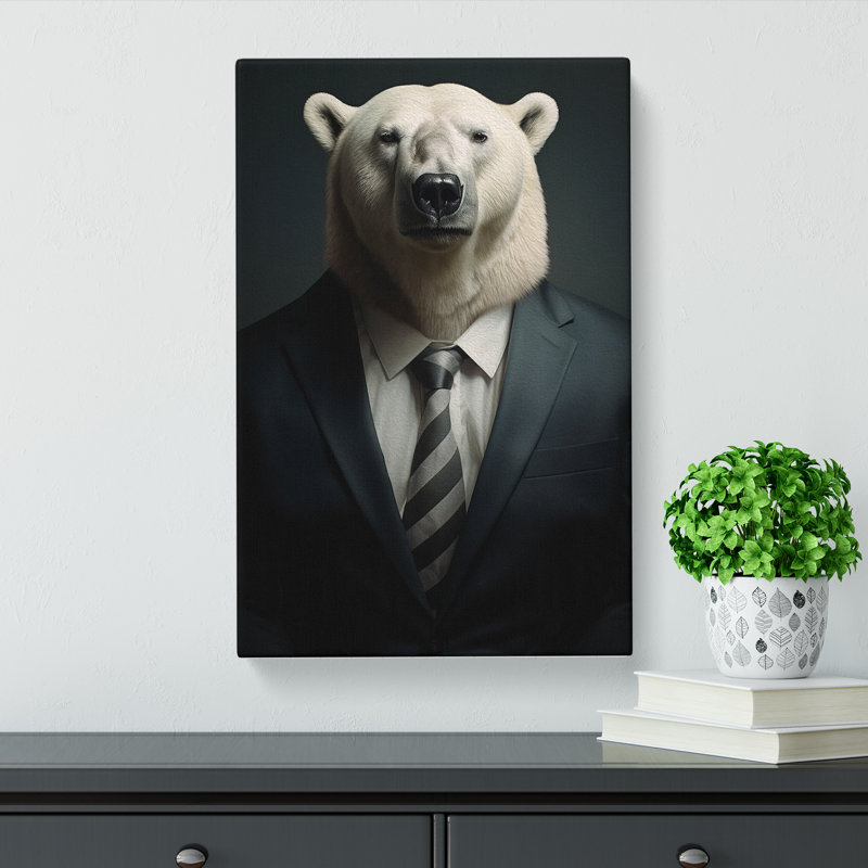 Polar Bear In A Suit Painting No.3 - Single Picture Frame Print, 76cm H x 50cm W x 3cm D