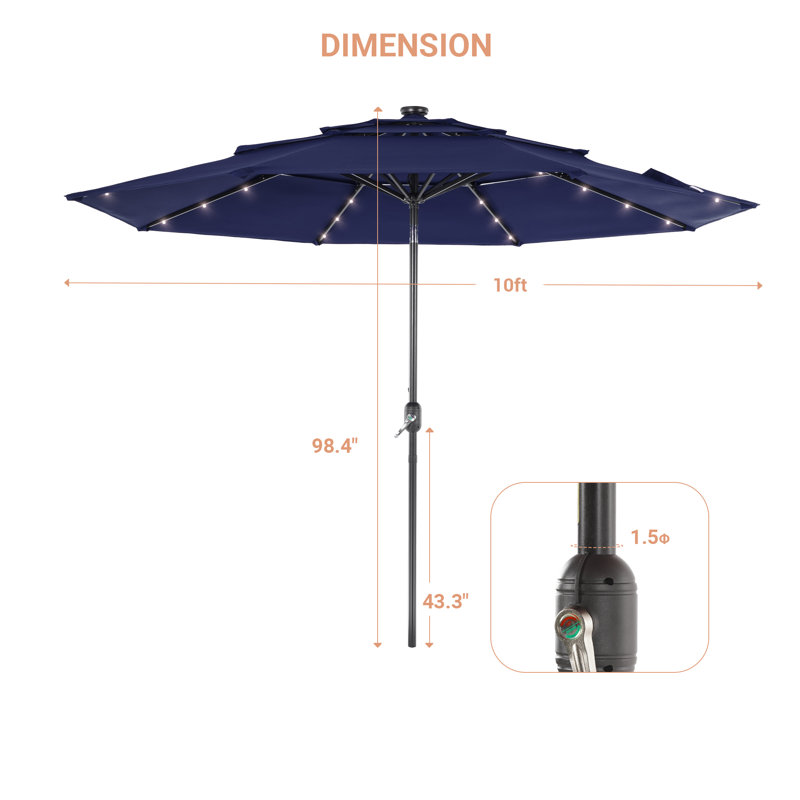 Parasol de marché éclairé 120 po Sanfra, Marine