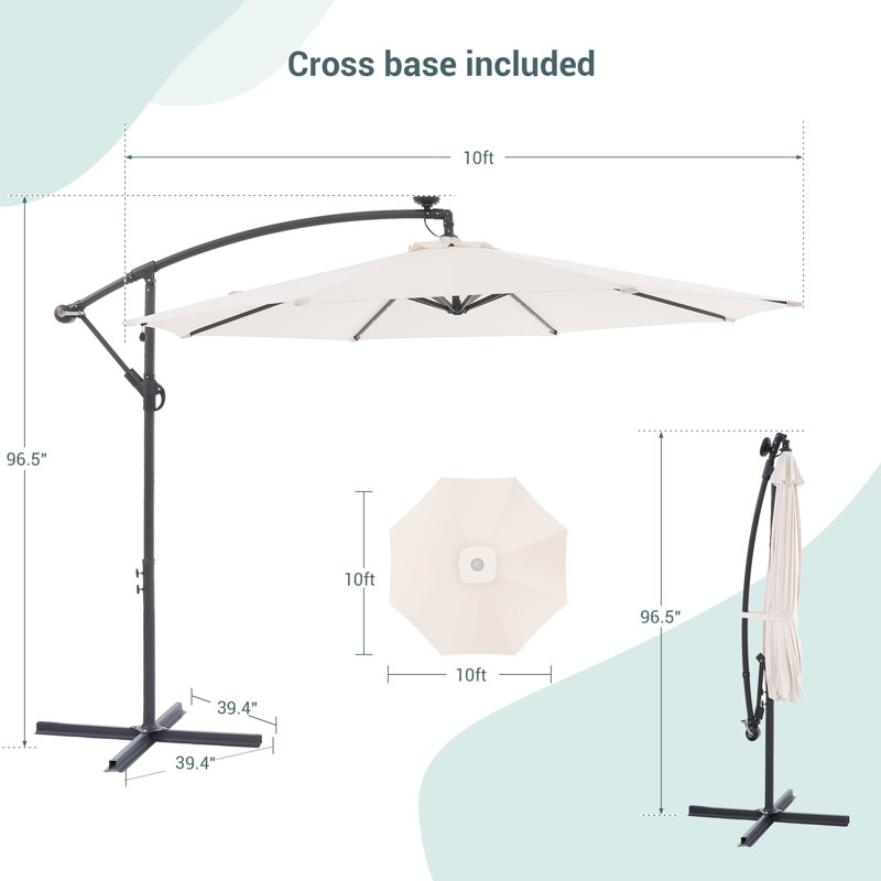 Parasol en porte-à-faux 10 pi Asyra, Beige