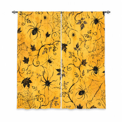 2 pièces de rideaux en toile d'araignée Spooky, sur le thème de l'Halloween, de style gothique d'horreur, filtrant la lumière pour le salon, la chambre, le balcon, la cuisine, la décoration intérieure