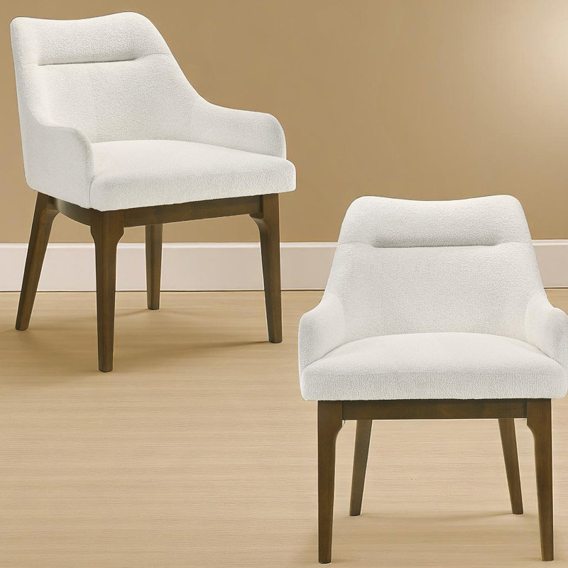 Ensemble de 2 chaises d'appoint en chenille et chêne rétro