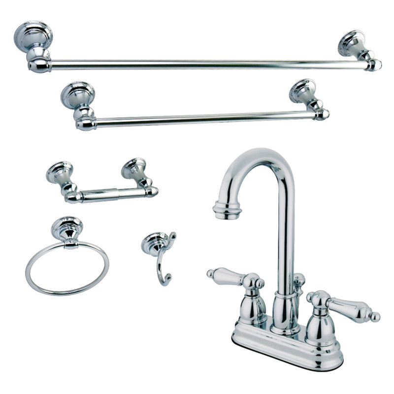 Ensemble de quincaillerie de salle de bain 6 pièces, Chrome poli