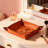 Lychee Pattern, Orange Square,Handmade Leather Tray For Jewelry And Watches, Waterproof And Scratch-Resistant Nordic Style Decorative Tray For Coffee Table, Snacks, Nuts, And Fruits Organization-1419145441