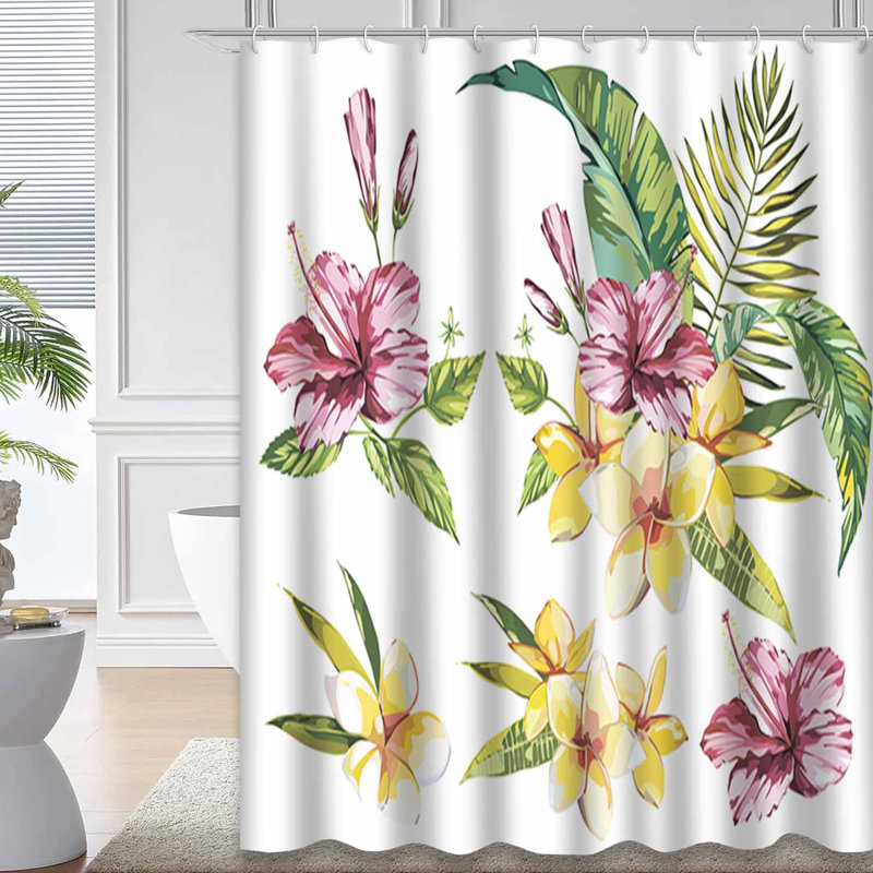 Rideau de douche imperméable Watercolor Leaf Botanical Tropic, L 72 po x l 84 po