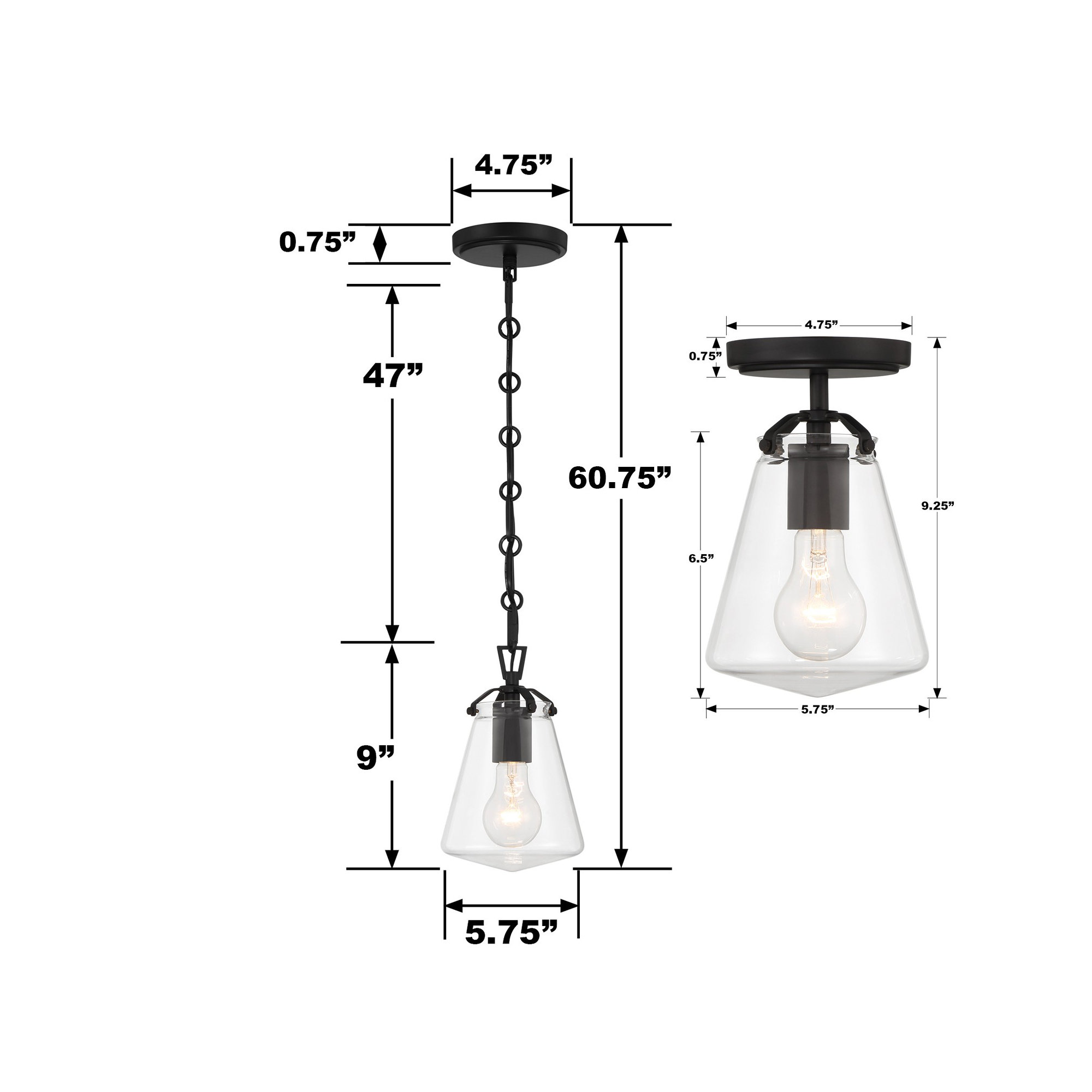 Single Light Dimmable Pendant, Matte Black