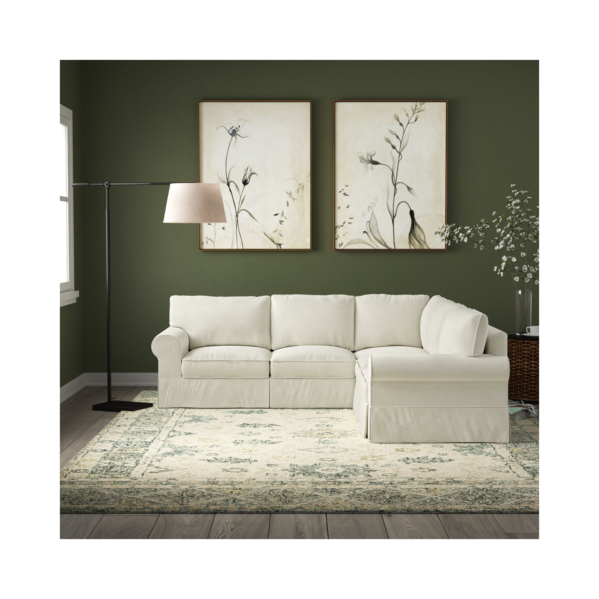 Amari Upholstered L-Sectional, Right Hand Facing, Conversation Pearl Basketweave