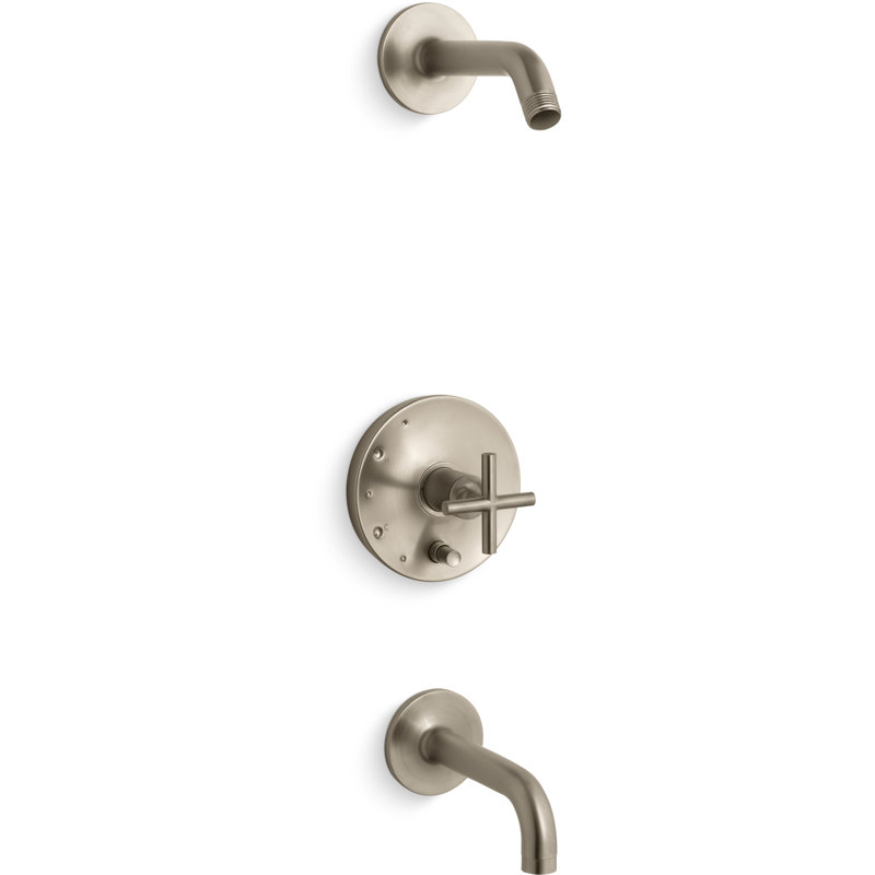 Purist Shower Faucet, Vibrant Brushed Bronze, Cross