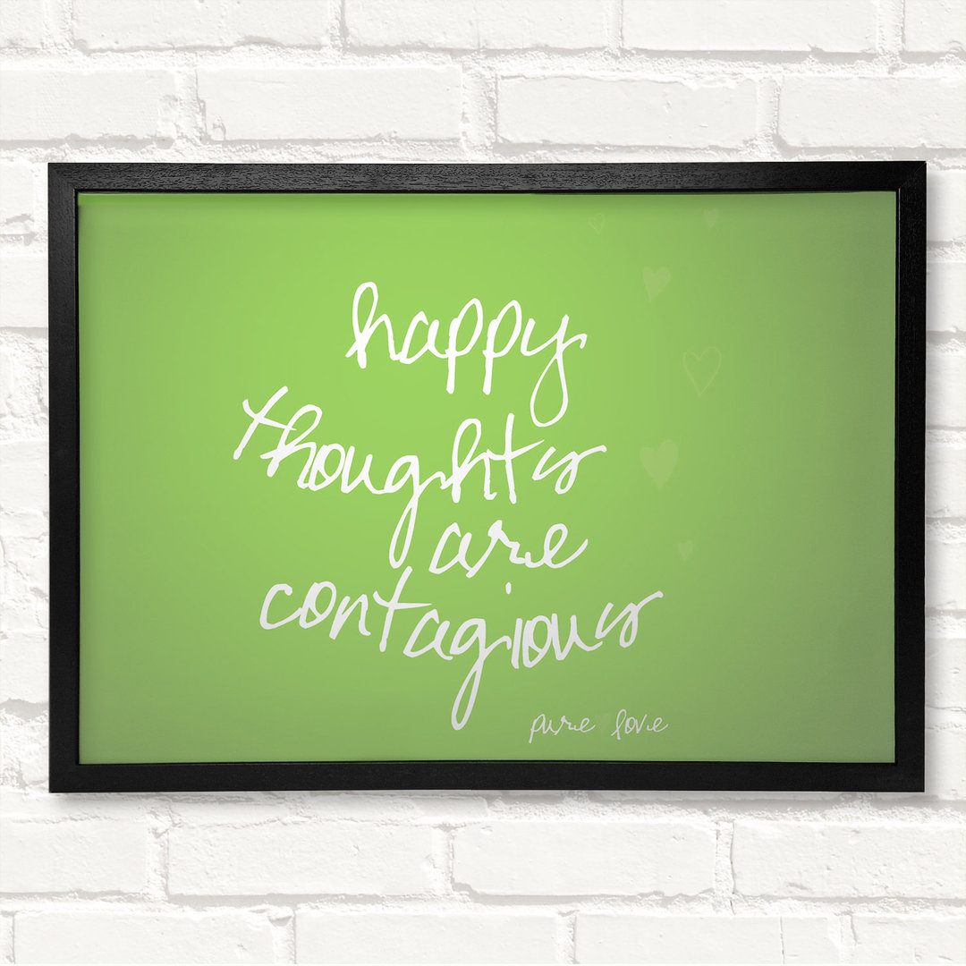 Liebe Zitat Happy Thoughts Are Contagious Lime Green Gerahmter Druck