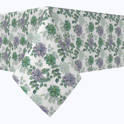 Rectangular Tablecloth, 100% Cotton, 52X104", Succulents & Tropical Leaves