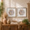 Coryell Neutral Seashell Mosaic Wall Art Set with Champagne Silver Frame-Handcrafted 2 Piece Ivory and Beige Coastal Wall Decor