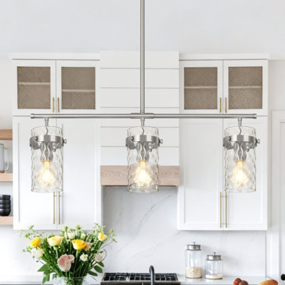 Luminaire suspendu en verre 3 lumières 3,9 "pour îlot de cuisine