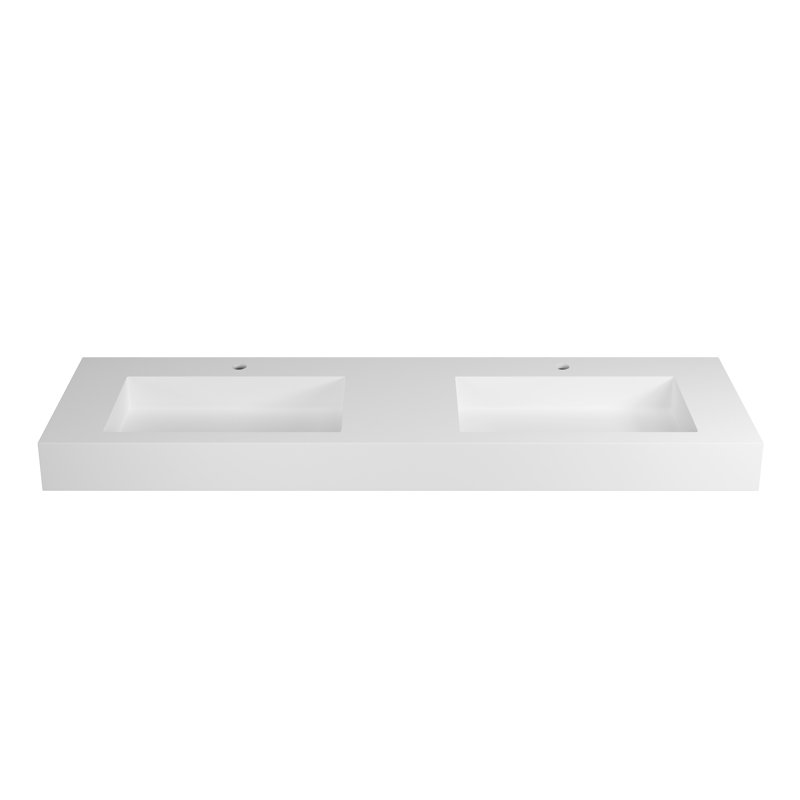 59" Solid Surface Pedestal Basin With Contemporary Matte White Finish, Without Drainer And , Long - Lasting Spot Maintenance, 18.41In Width, 4.44In Height, 70.6Lb Style, Simple To Keep New,