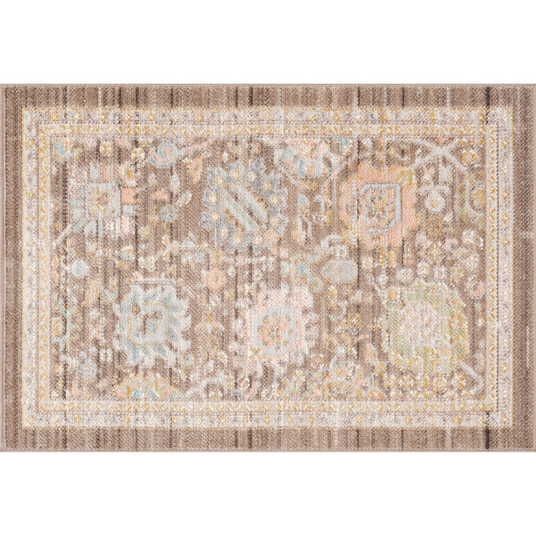 Alyssa Traditional Oriental Cream Polyester Area Rug