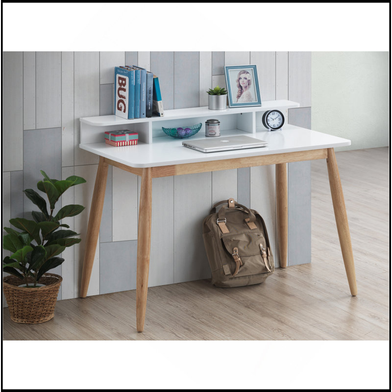 Bureau d'écriture Mid-Century, Blanc/naturel