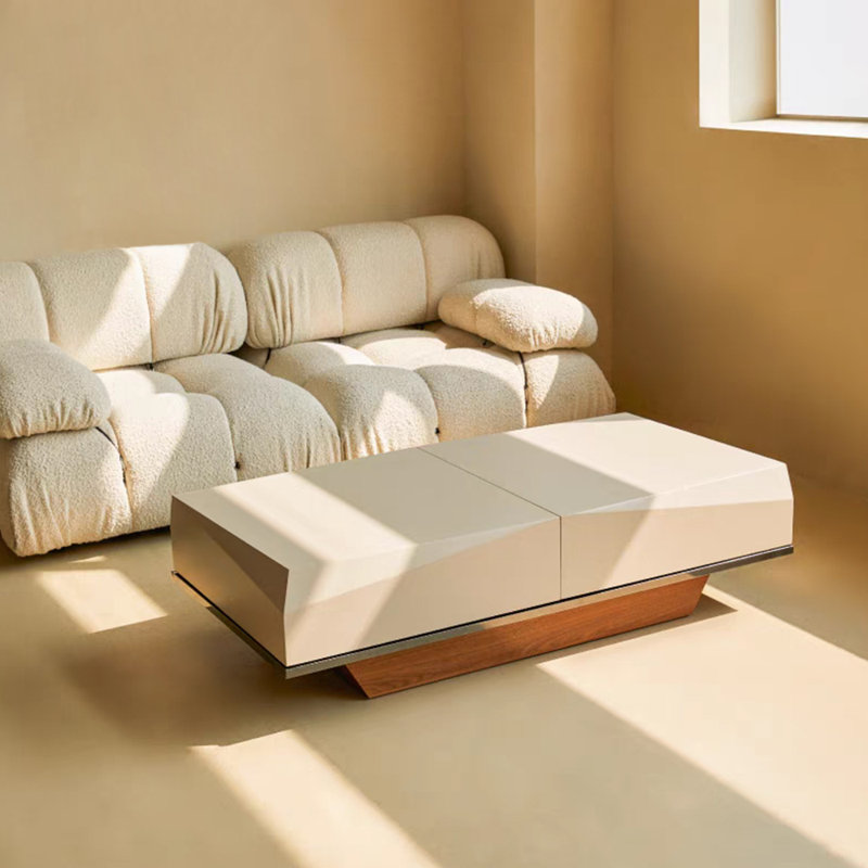 Table basse de luxe crème avec rangement