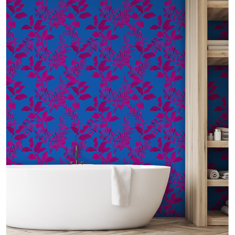 Paule Marrot Floral Wallpaper Double Roll, Magenta/Blue