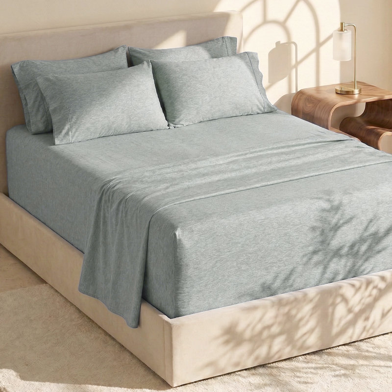 Ensemble de draps en micro-fibre, Chambray vert forêt, Drap-housse de taille double