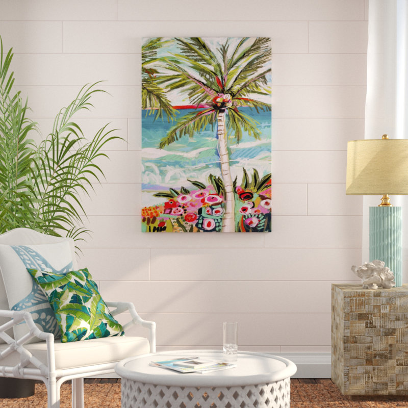 " Palm Tree Wimsy II " by Karen Fields, 48" H x 32" W, Frameless Print, No Frame