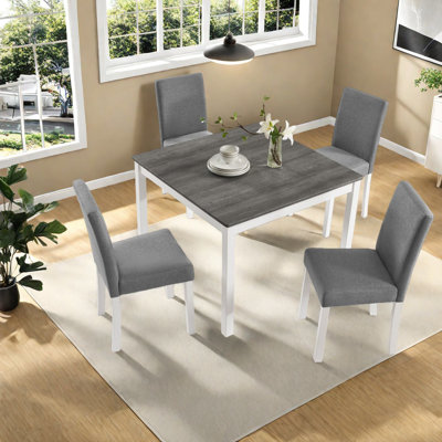 Modern Compact Dining Table Sets In Wood, Grey & White For Home